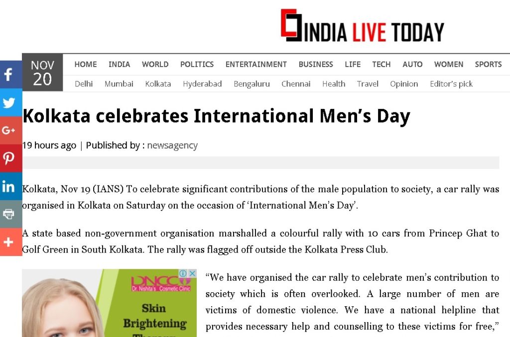 India Today live reports on Kolkata celebration of international Men's Day