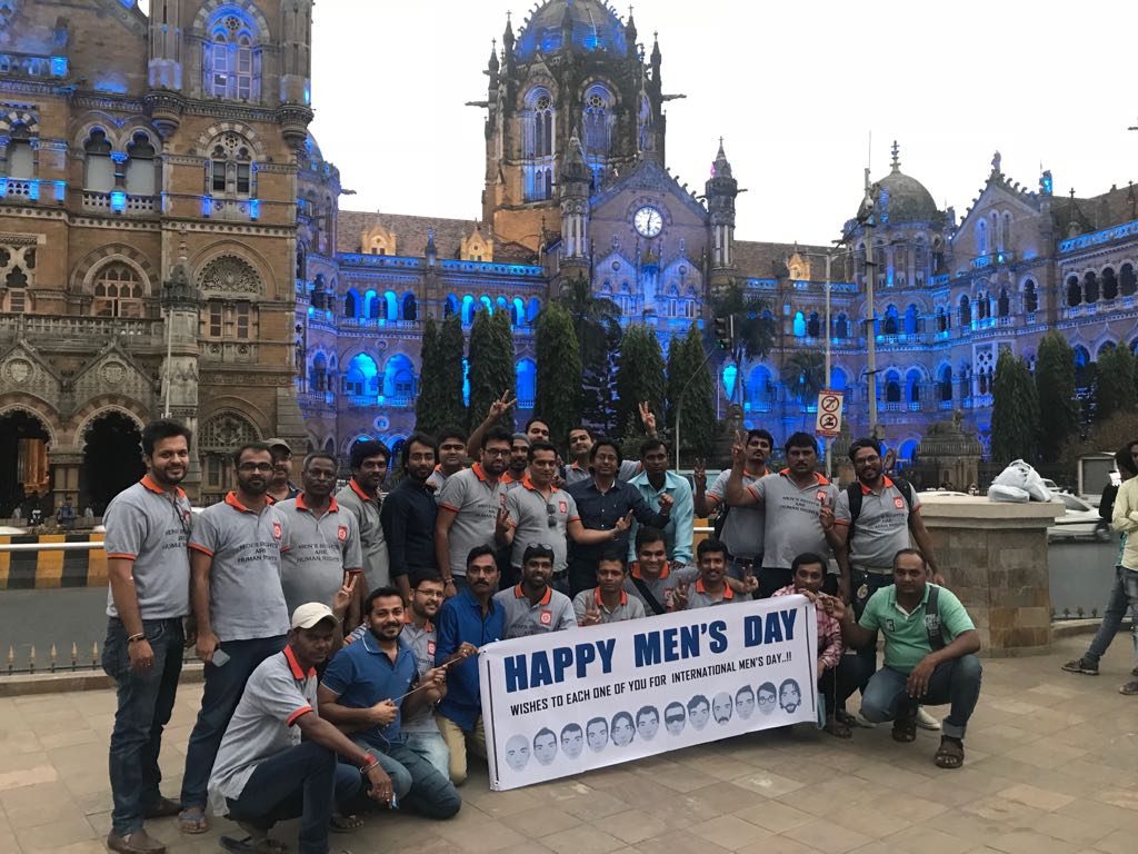After 3 years of constant efforts by Vaastav CSMT was lit in blue on Mens Day 2017