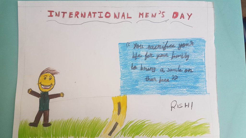 School going kids at ITI Suvidya took part in the Mens day awareness activity by expressing themselves through drawing