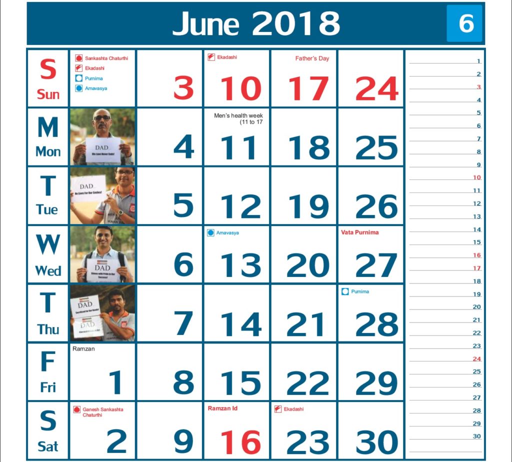 June Malendar 2018