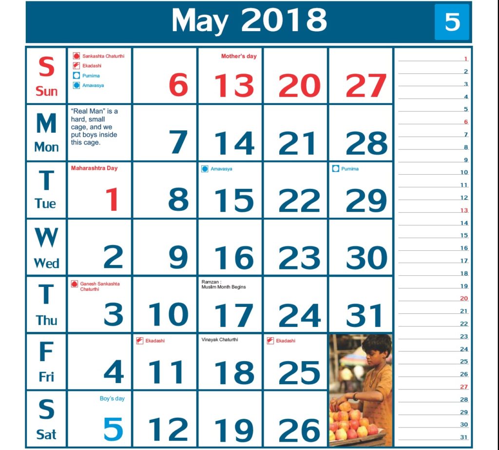 May Malendar 2018