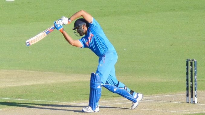 Rohit Sharma batting for India against United Arab Emirates during their 2015 Cricket World Cup match at the WACA Ground in Perth, Australia.